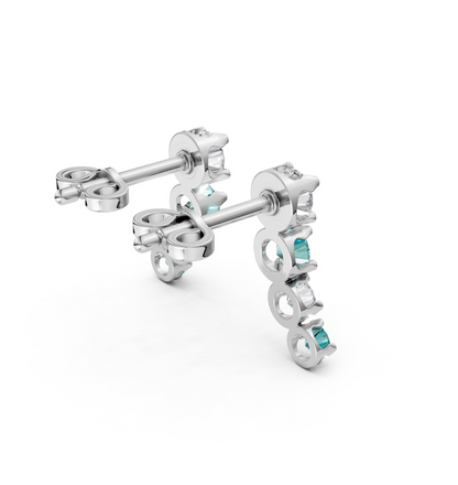 Sterling Silver Teal & White Gradient Bar Earrings