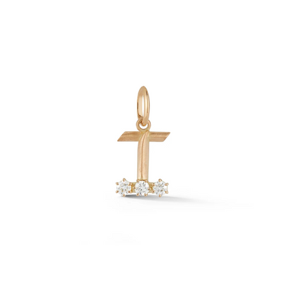 T Glam Letter Charm 18K Gold Vermeil