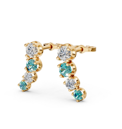 Teal & White Gradient Bar Earrings Gold Vermeil