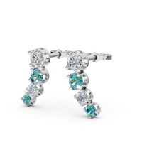 Teal & White Gradient Bar Earrings Sterling Silver