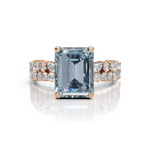 Celestia Emerald-Cut Aquamarine & Lab-Grown Diamond Ring in 14K Gold
