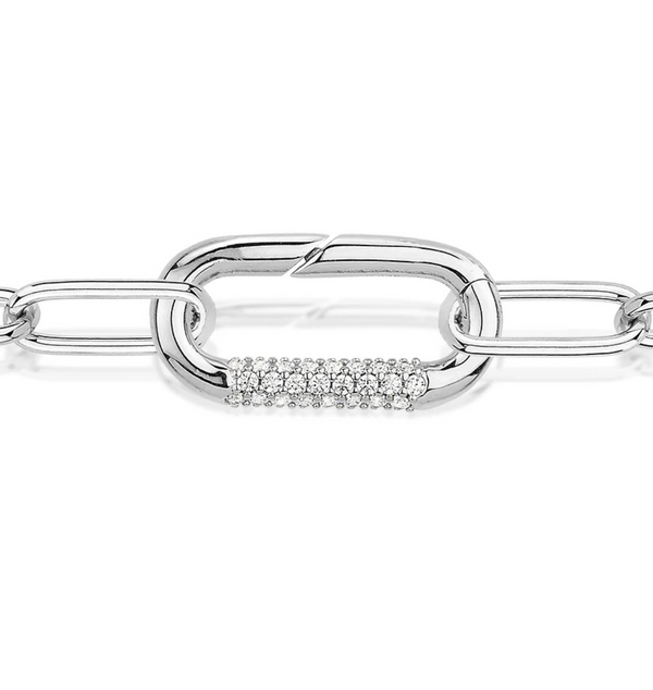 JOD || 0.72Ct CZ Diamond Paperclip Chain Necklace In 925 Silver