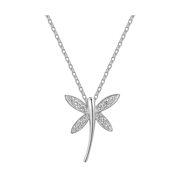 VIHANGA || 0.50Ct CZ Diamond Dragonfly Necklace In 925 Silver