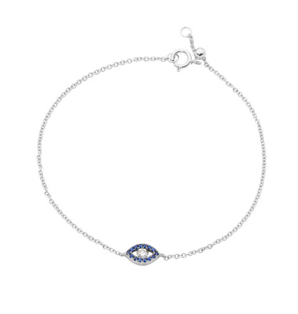Fine chain bracelet with evil eye motif