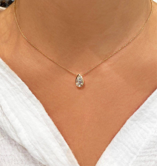 Pear-Cut Diamond Pendant Necklace