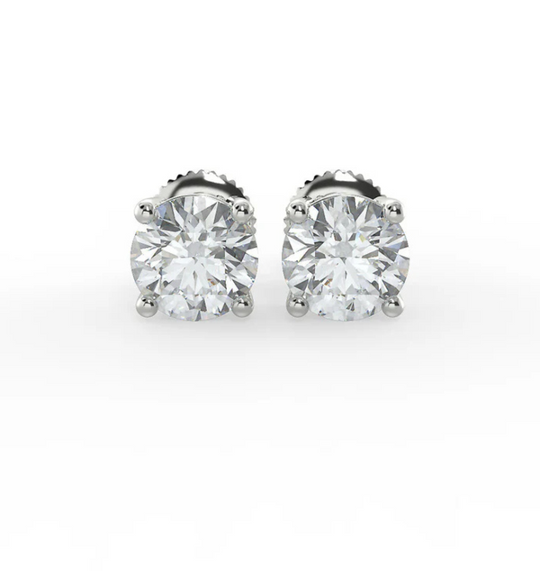 Round Stud Earrings 1.0 TCW