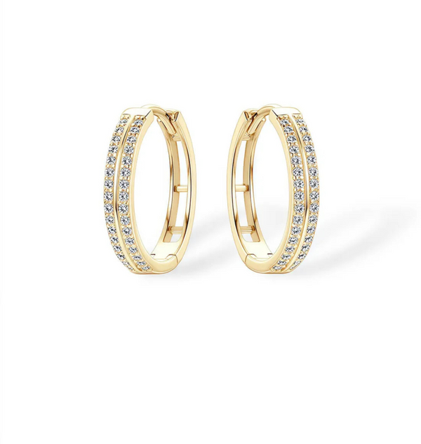 Diamond Double Row Hoop Earrings