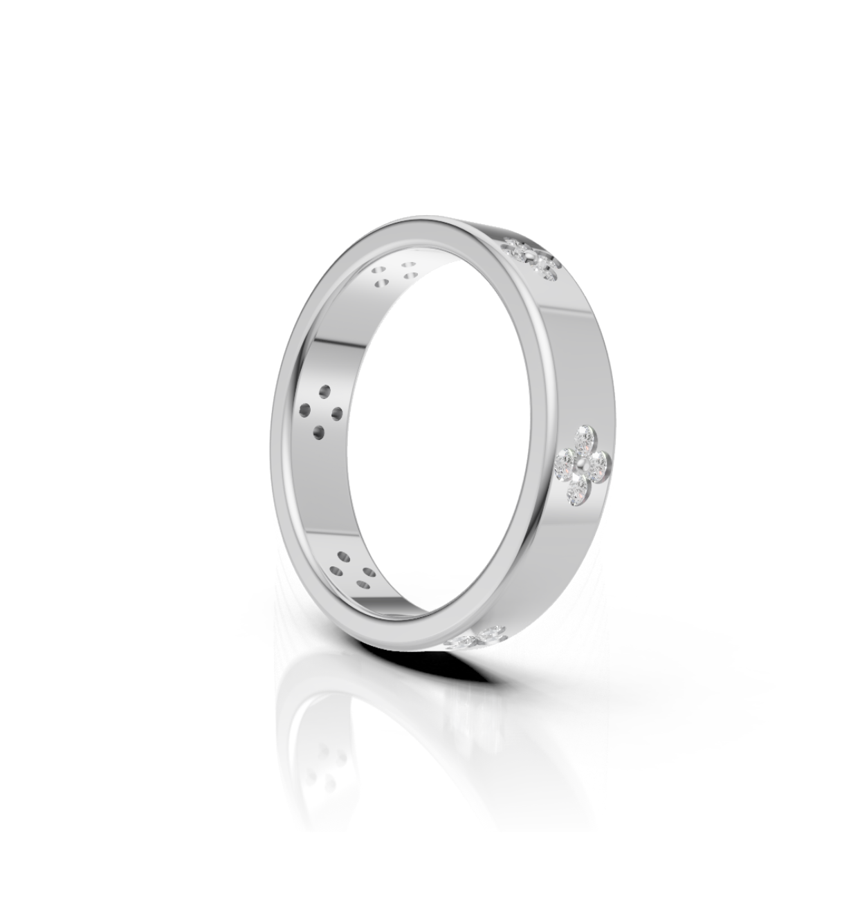 Silver ring with small diamonds