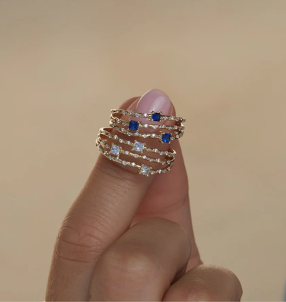 SAPPHIRE TRIPLE BAND RING