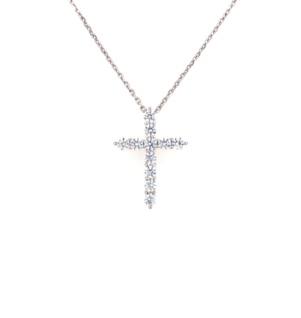ALINTA || 1.02Ct CZ Diamond Cross Necklace In 925 Silver