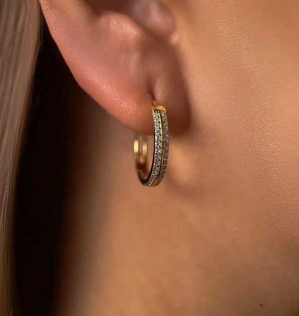 Diamond Double Row Hoop Earrings