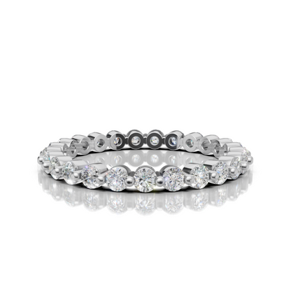 Silver ring with embedded diamonds