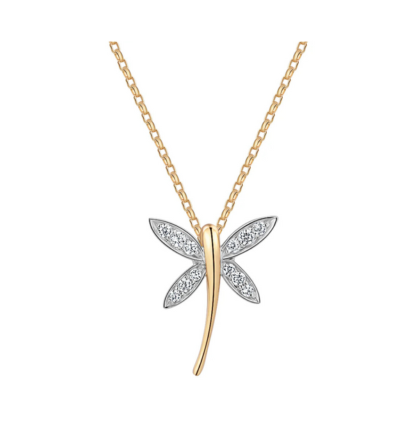 VIHANGA || 0.50Ct CZ Diamond Dragonfly Necklace In 925 Silver