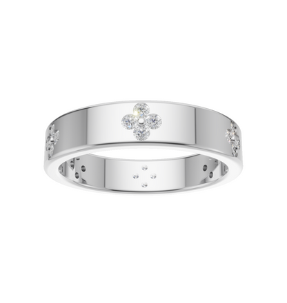Silver ring with diamond accents 