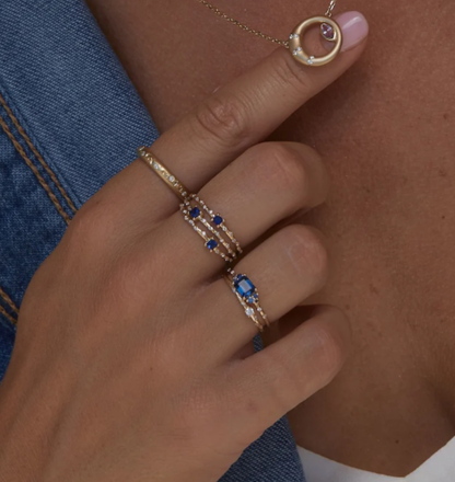 SAPPHIRE TRIPLE BAND RING