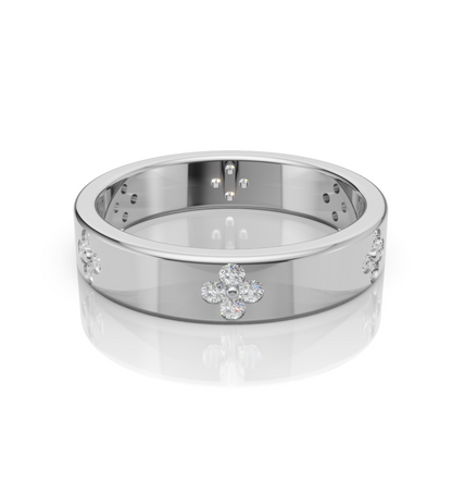 Silver ring with diamond accents 
