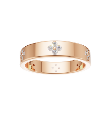 Rose gold ring with embedded diamonds 