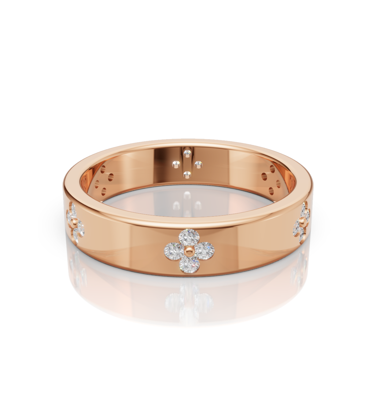 Rose gold ring with diamond accents 