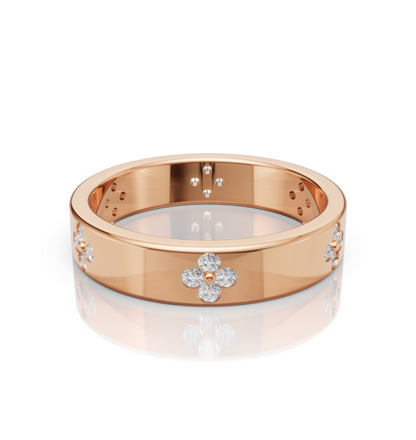 Rose gold ring with diamond accents 