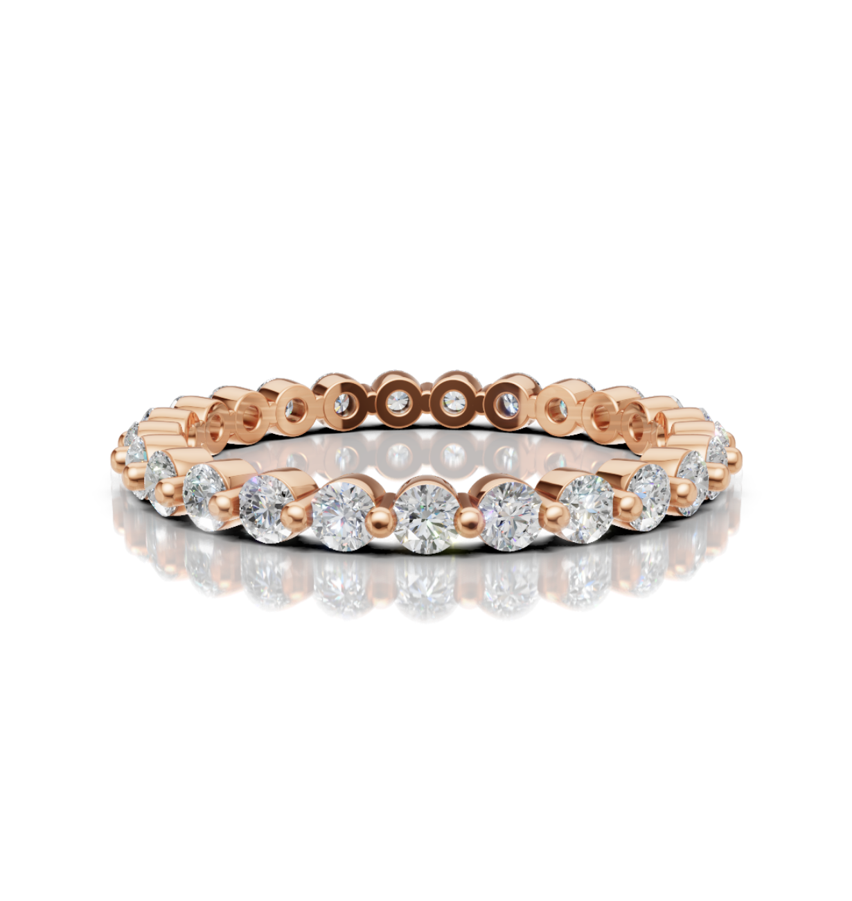 Rose gold and silver eternity ring with diamonds