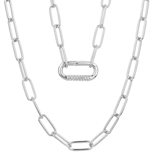 JOD || 0.72Ct CZ Diamond Paperclip Chain Necklace In 925 Silver