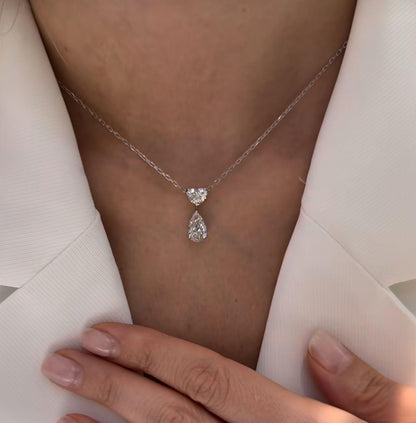 SERENE || 3Ct Lab-grown Diamond Teardrop Necklace In 14K Gold