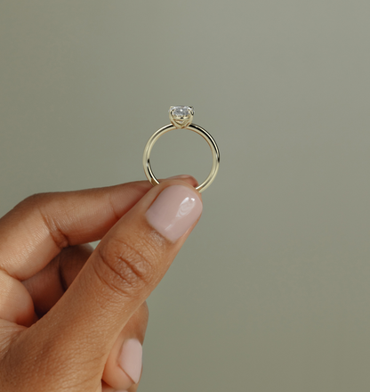 alvi ring with oval brilliant lab grown diamond and slim gold band
