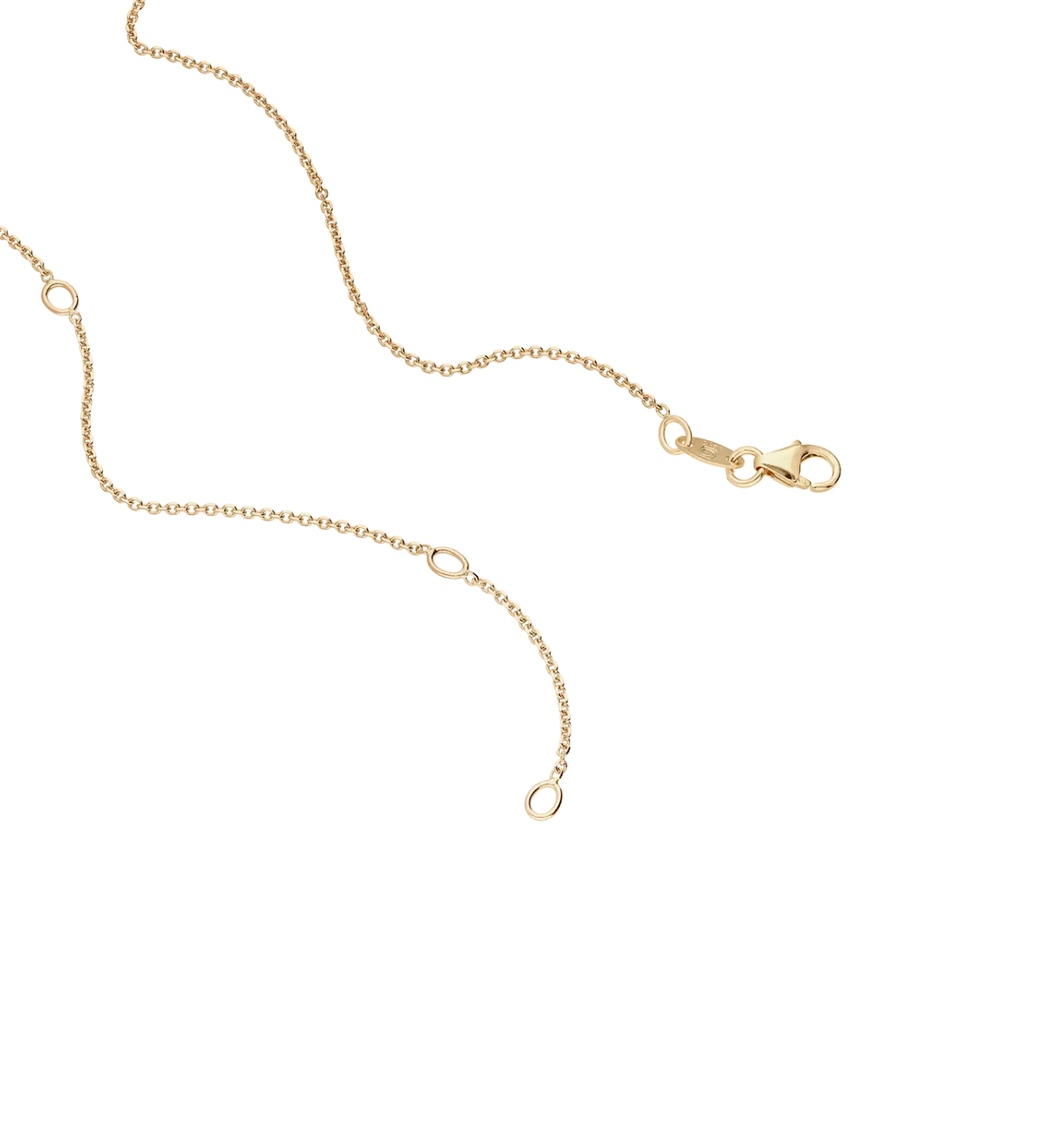 angled view of gold link bracelet with polished finish