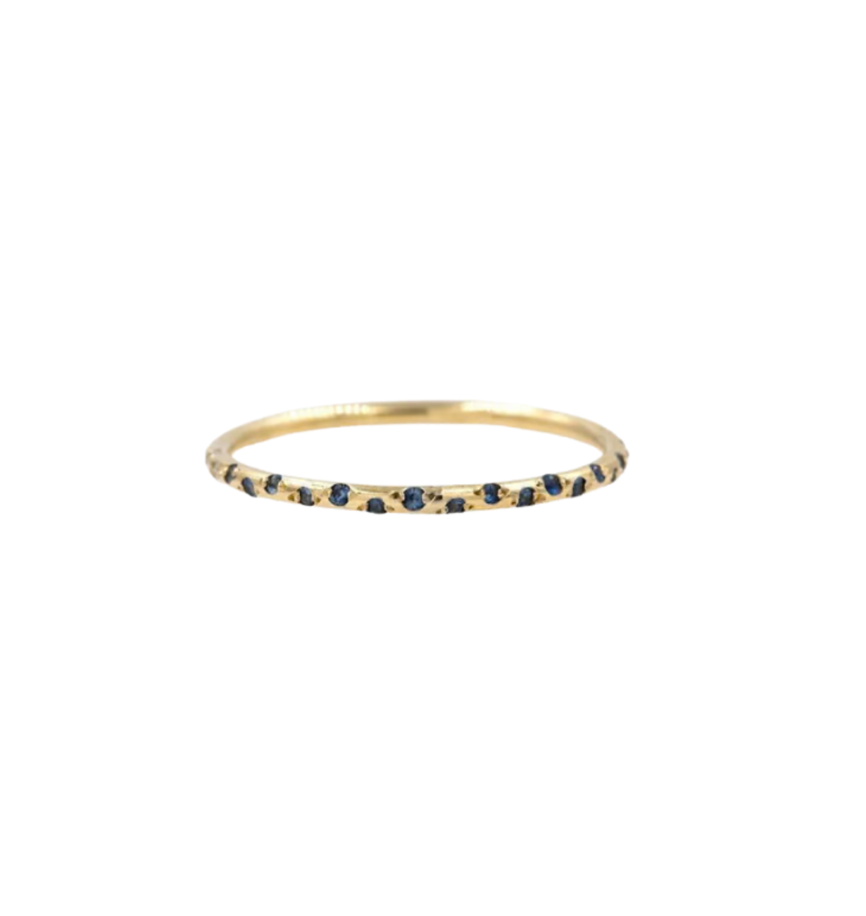 blue sapphire single band ring with lab grown diamonds