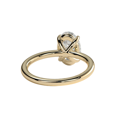classic oval lab grown diamond ring in 18k yellow gold