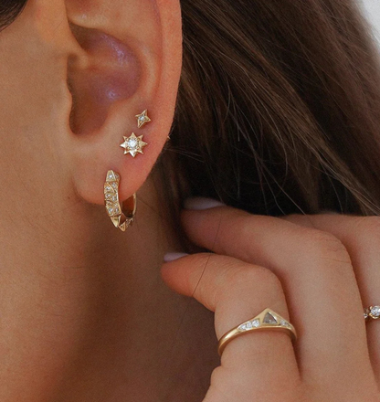 close-up of astra lab grown diamond stud earrings