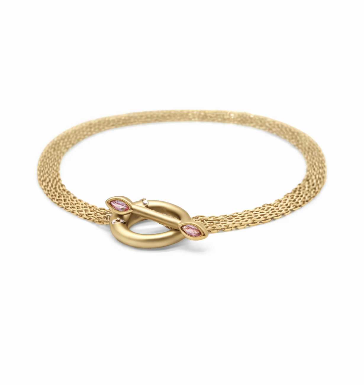 detail of sovereign rose bracelet with marquise pink sapphire stones
