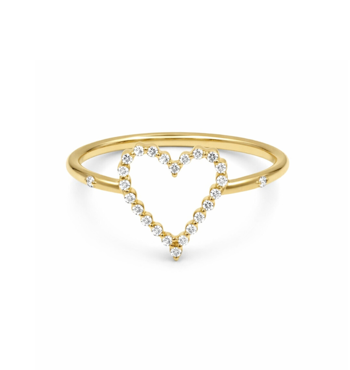 diamond outline heart ring in 14k gold