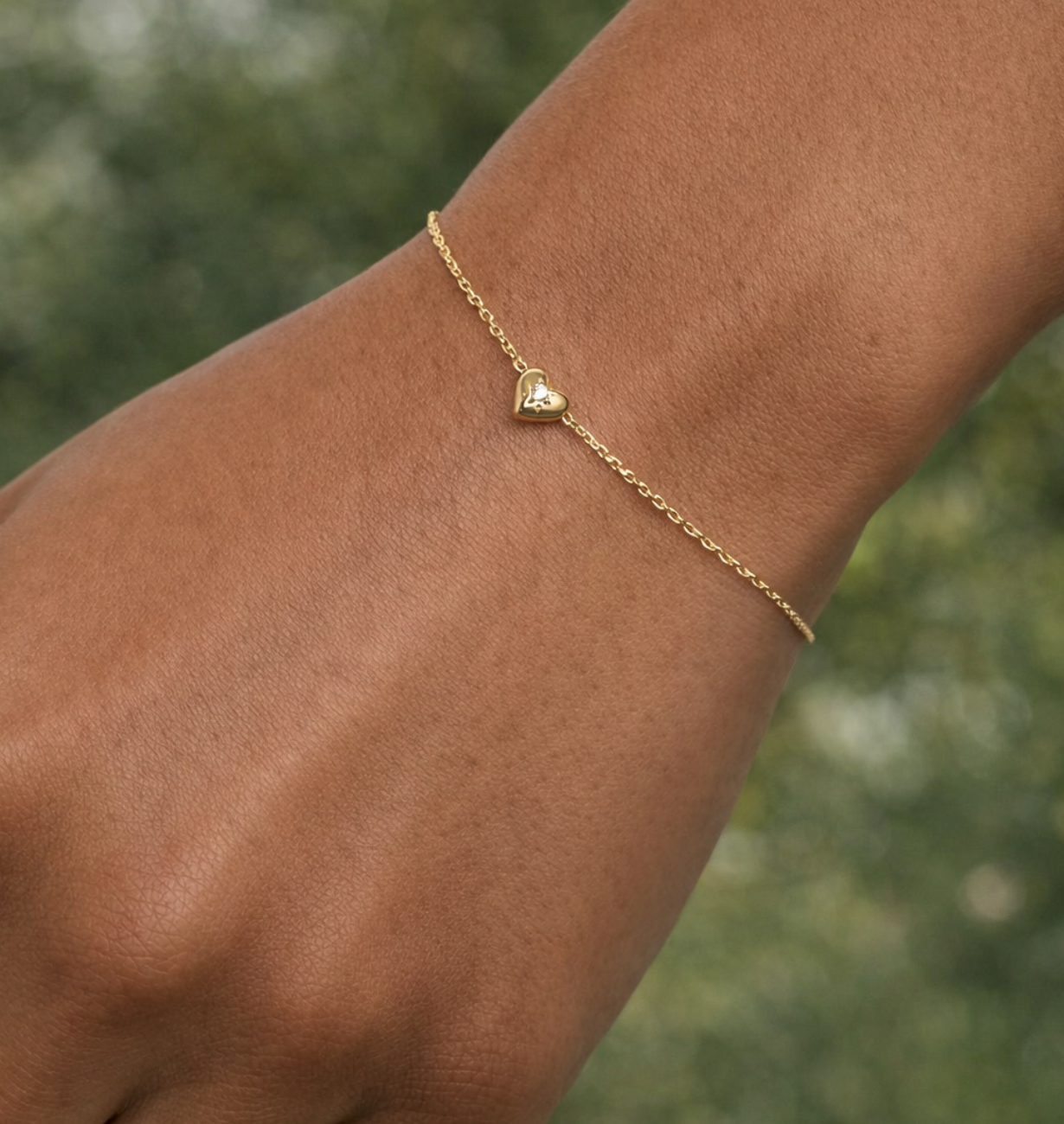 elegant heart bracelet with subtle diamond sparkle