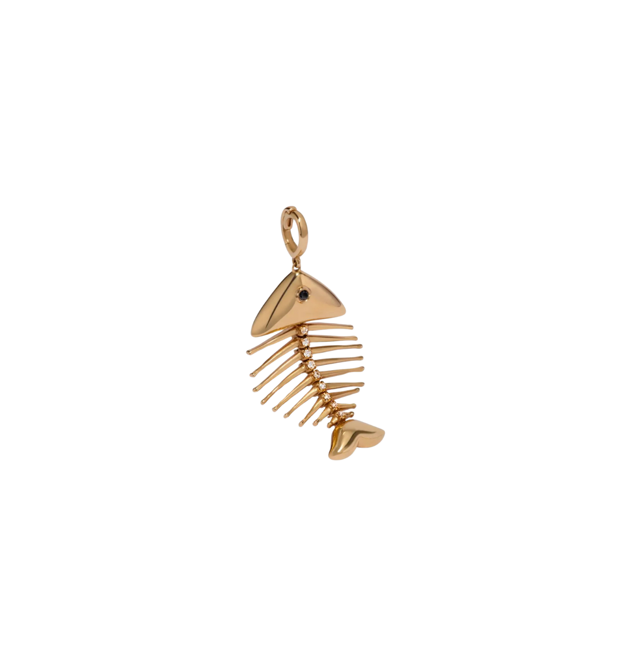 fish bone charm pendant in gold minimalist style