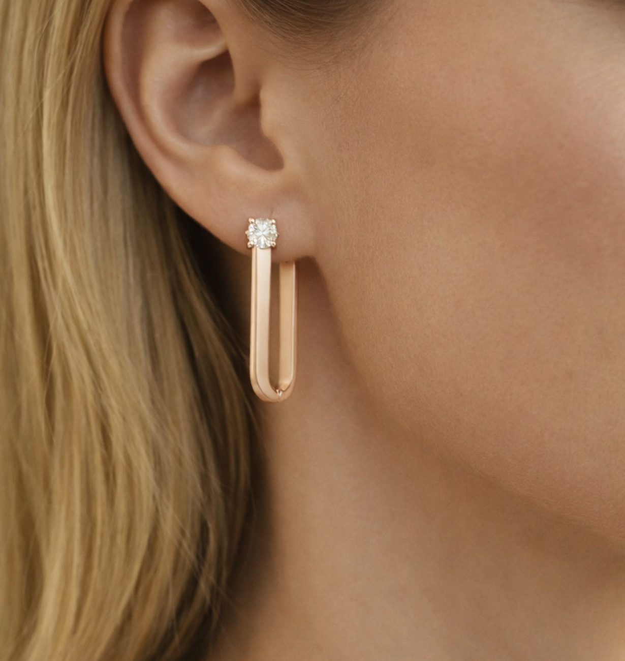 lab grown diamond hoop earrings in 14k gold minimalist design