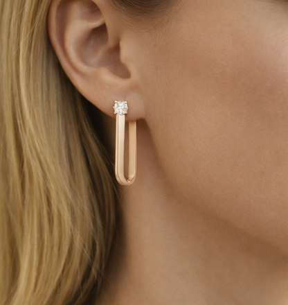 lab grown diamond hoop earrings in 14k gold minimalist design