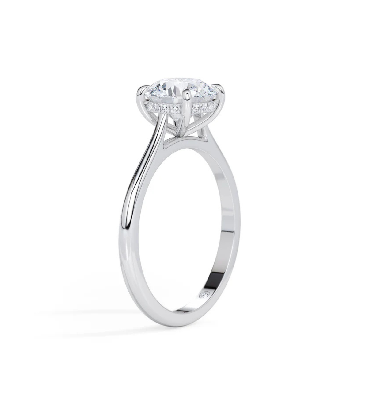 luxury round lab grown diamond engagement ring in 14k gold