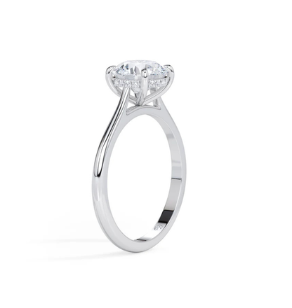 luxury round lab grown diamond engagement ring in 14k gold