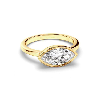marquise lab grown diamond engagement ring yellow gold