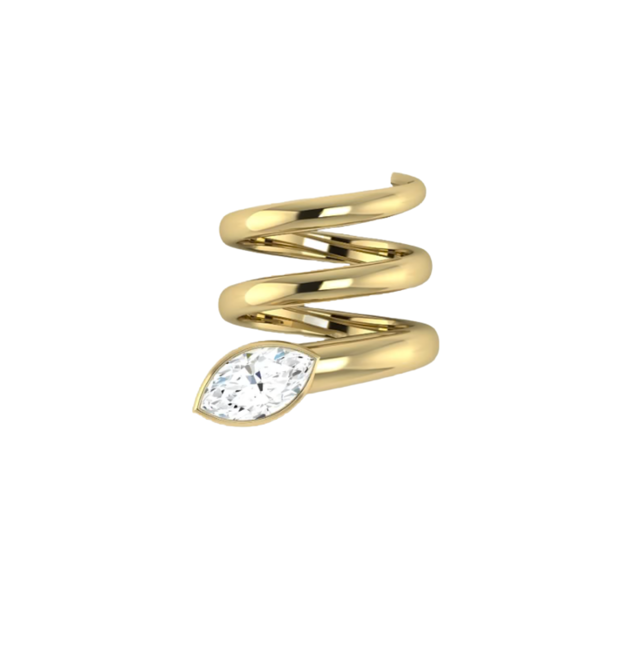 marquise lab grown diamond ring with bezel setting in 14k gold