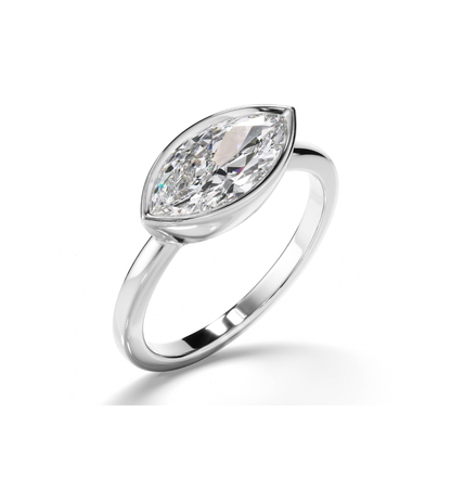 marquise lab grown diamond ring with east west setting in 14k white gold