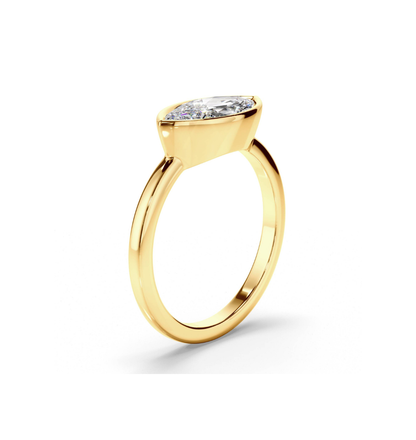 marquise lab grown diamond ring with east west setting in 14k yellow gold