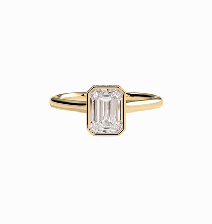 modern emerald cut lab grown diamond engagement ring in gold
