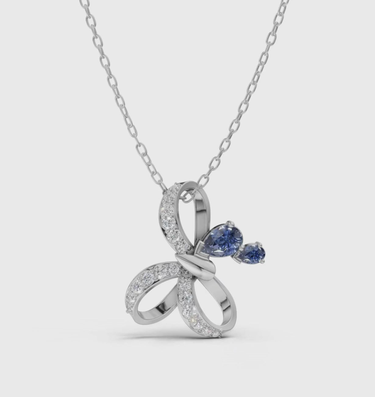 Sapphire Bloom Butterfly Pendant Necklace 