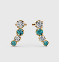 Teal & White Gradient Bar Earrings