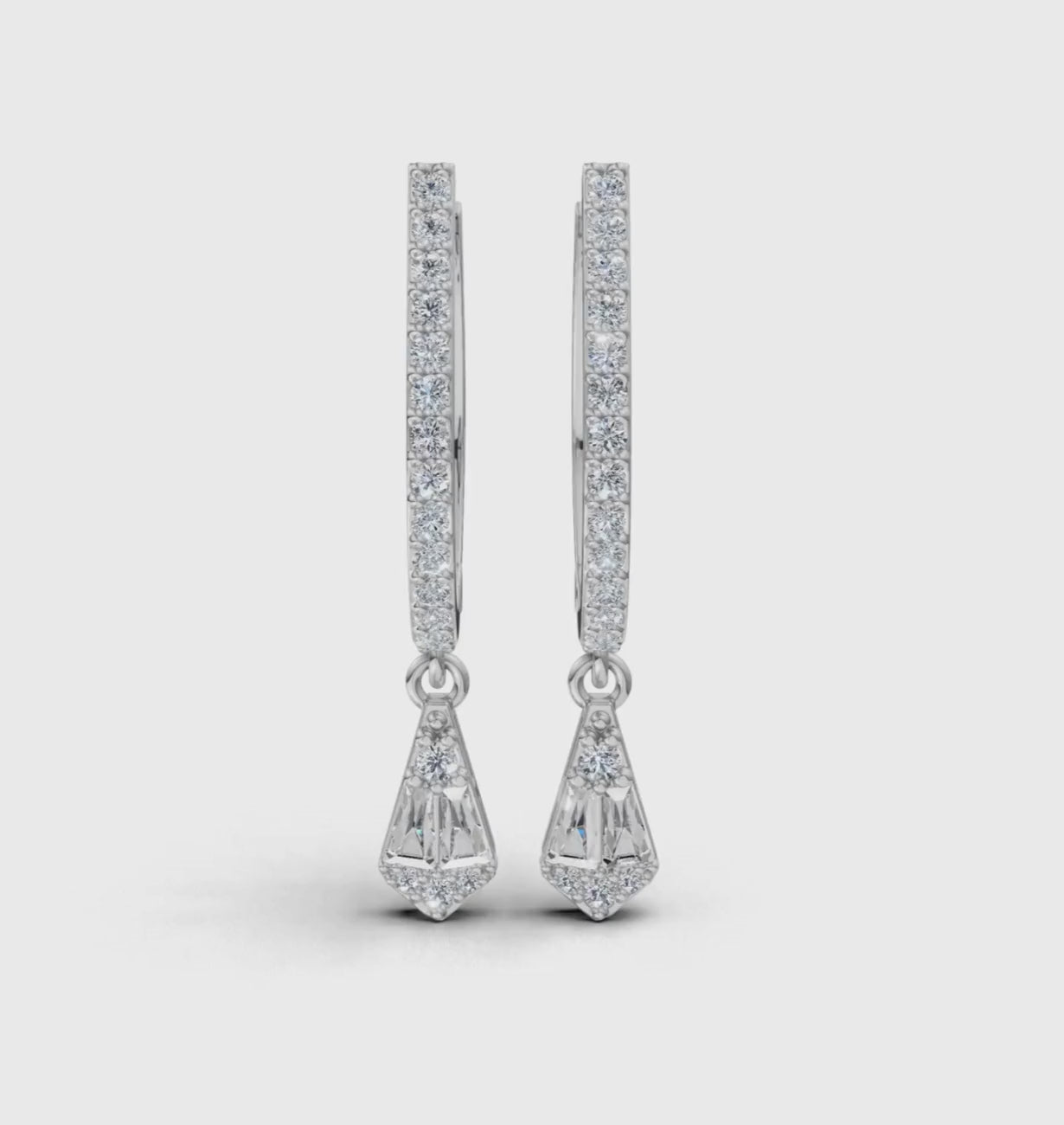 Aria Baguette Drop Hoop Earrings