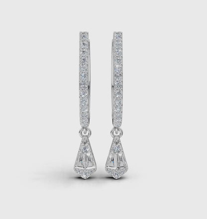Aria Baguette Drop Hoop Earrings