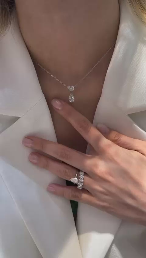 SERENE || 3Ct Lab-grown Diamond Teardrop Necklace In 14K Gold