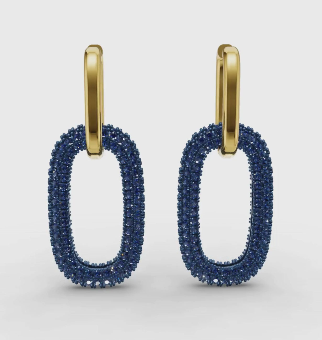 Load video: Sleek and modern black drop earrings – link chain design.